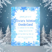 Blue Snowflake Winter Onederland Party Einladung