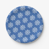 Blue Snowflake Winter Pattern Christmas Holiday Pappteller (Vorderseite)