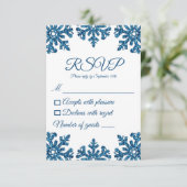 Blue Snowflake Winter RSVP Karte (Stehend Vorderseite)