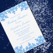 Blue Snowflake Winter Wedding Reception Einladung