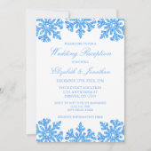 Blue Snowflake Winter Wedding Reception Einladung (Vorderseite)