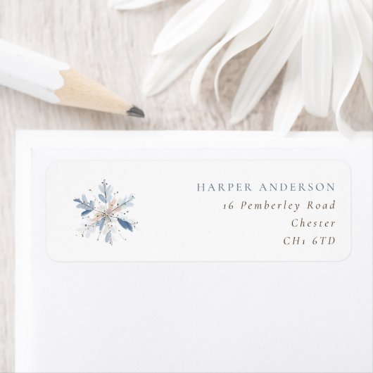 Blue Snowflake Winter Wedding Return Address (Insitu)