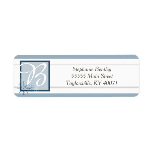 Blue Snowflake Winter Wedding Return Label (Vorne)