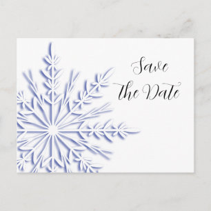Blue Snowflake Winter Wedding Save the Date Ankündigungspostkarte