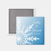 Blue Snowflake Winter Wedding Save the Date Magnet (Vorderseite/Rückseite)