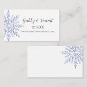 Blue Snowflake Winter Wedding Website Card Begleitkarte (Vorne/Hinten)