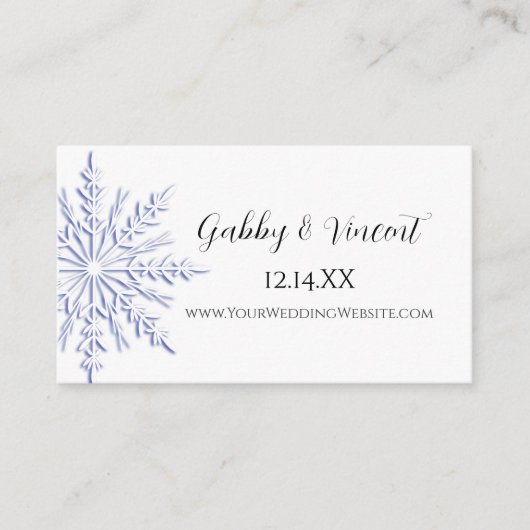 Blue Snowflake Winter Wedding Website Card Begleitkarte (Vorderseite)