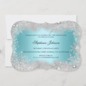Blue Snowflake Winter Wonderland Abschluss Card Einladung (Rückseite)