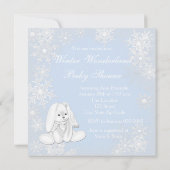 Blue Snowflake Winter Wonderland Baby Boy Dusche Einladung (Rückseite)