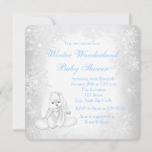 Blue Snowflake Winter Wonderland Baby Boy Dusche Einladung (Rückseite)