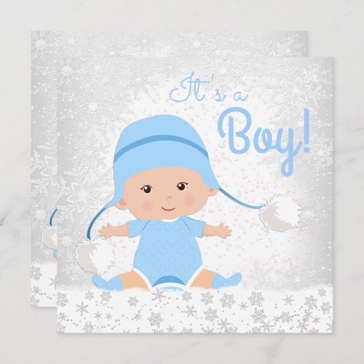 Blue Snowflake Winter Wonderland Baby Dusche Einladung (Vorne/Hinten)