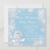 Blue Snowflake Winter Wonderland Baby Dusche Einladung (Rückseite)