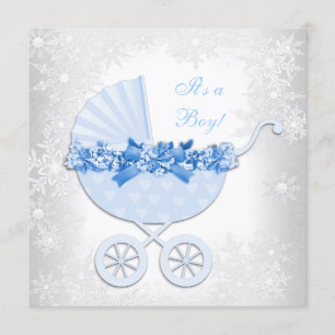 Blue Snowflake Winter Wonderland Baby Dusche Einladung
