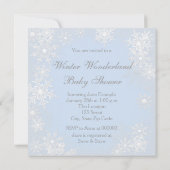 Blue Snowflake Winter Wonderland Baby Dusche Einladung (Rückseite)