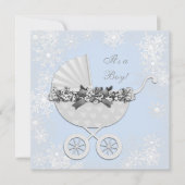Blue Snowflake Winter Wonderland Baby Dusche Einladung (Vorderseite)