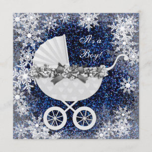 Blue Snowflake Winter Wonderland Baby Dusche Einladung