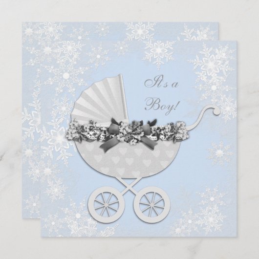 Blue Snowflake Winter Wonderland Baby Dusche Einladung (Vorne/Hinten)