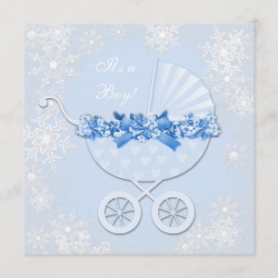 Blue Snowflake Winter Wonderland Baby Dusche Einladung