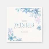 Blue Snowflake Winter Wonderland First Birthday Serviette (Vorderseite)