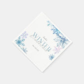 Blue Snowflake Winter Wonderland First Birthday  Serviette (Ecke)