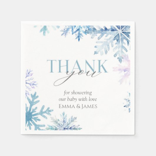 Blue Snowflake Winter Wonderland Napkins Serviette (Vorderseite)