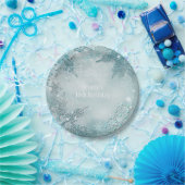 Blue Snowflake Winter Wonderland Party Pappteller (Party)