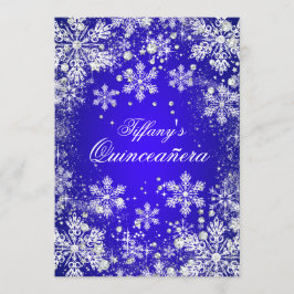 Blue Snowflake Winter Wonderland Quinceanera Einladung