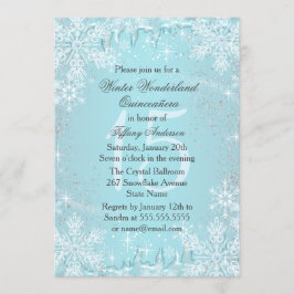 Blue Snowflake Winter Wonderland Quinceanera Einladung