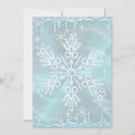 Blue Snowflake Winter Wonderland Quinceanera Einladung (Rückseite)