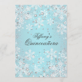 Blue Snowflake Winter Wonderland Quinceanera Einladung
