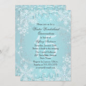 Blue Snowflake Winter Wonderland Quinceanera Einladung (Vorne/Hinten)