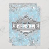 Blue Snowflake Winter Wonderland Sweet 16 Einladun Einladung (Vorne/Hinten)