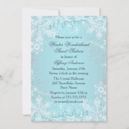 Blue Snowflake Winter Wonderland Sweet 16 Einladun RSVP Karte