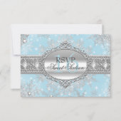Blue Snowflake Winter Wonderland Sweet 16 UAWG RSVP Karte (Vorderseite)