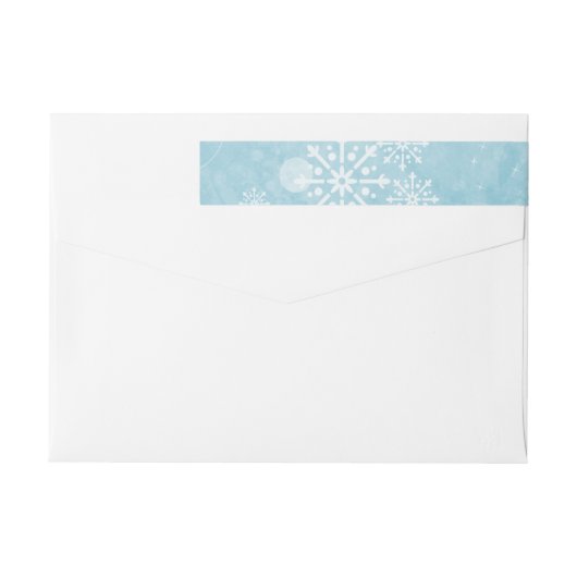 Blue Snowflake Wirbel Holiday Address Labels (Rückseite)