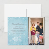Blue Snowflake Wirbel Holiday Foto Postkarte (Vorne/Hinten)