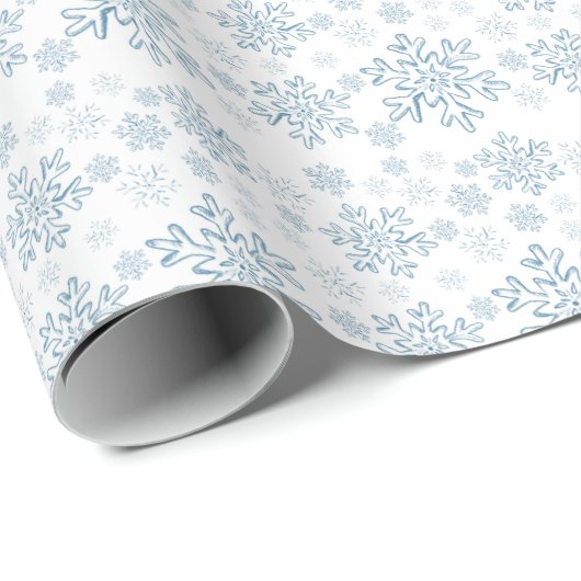Blue Snowflake Wrapping Paper Geschenkpapier (Rolleneckpunkt)