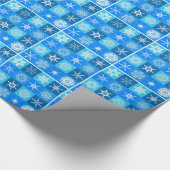 Blue Snowflake Wrapping Paper Geschenkpapier (Ecke)