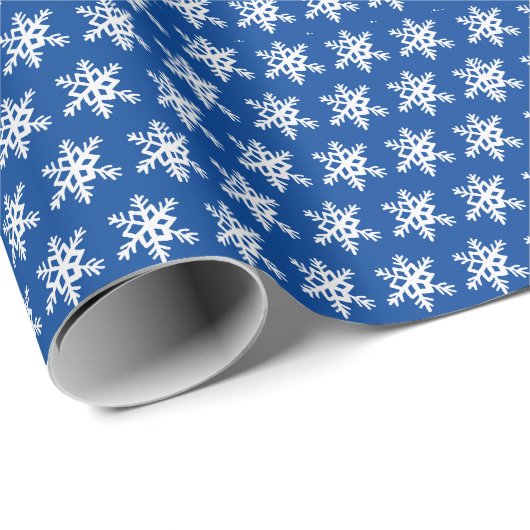 Blue Snowflake Wrapping Paper Geschenkpapier (Rolleneckpunkt)