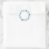 Blue Snowflake Wreath Runder Aufkleber (Tasche)