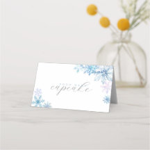 Blue Snowflake Zelt Menükarte — Winter Erstgeboren