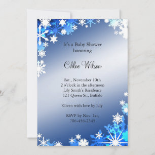 Blue Snowflakes Baby Dusche Einladung