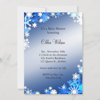 Blue Snowflakes Baby Dusche Einladung