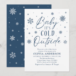 Blue Snowflakes Baby Es ist kalt Outside Baby Dusc Einladung