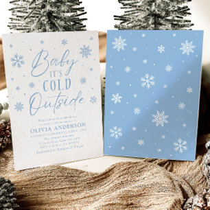 Blue Snowflakes Baby Es ist kalt Outside Baby Dusc Einladung