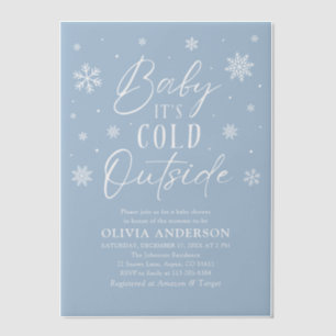 Blue Snowflakes Baby Es ist kalt Outside Baby Dusc Pergament Einladungen
