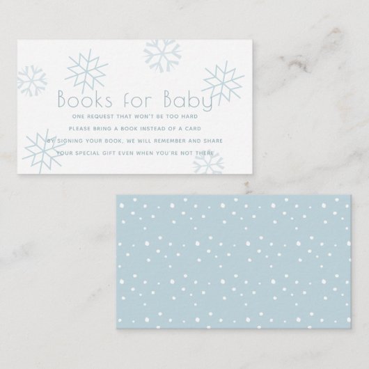 Blue Snowflakes Baby Showbücher für Baby Begleitkarte (Vorne/Hinten)