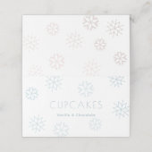 Blue Snowflakes Baby Shower Dessert Table Labels Platzkarte (Außenseite Aufgefaltet)