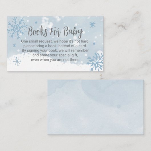 Blue Snowflakes Boy Baby Showbücher für Baby Begleitkarte (Vorne/Hinten)