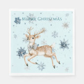 Blue Snowflakes Christmas Deer with Bow Serviette (Vorderseite)